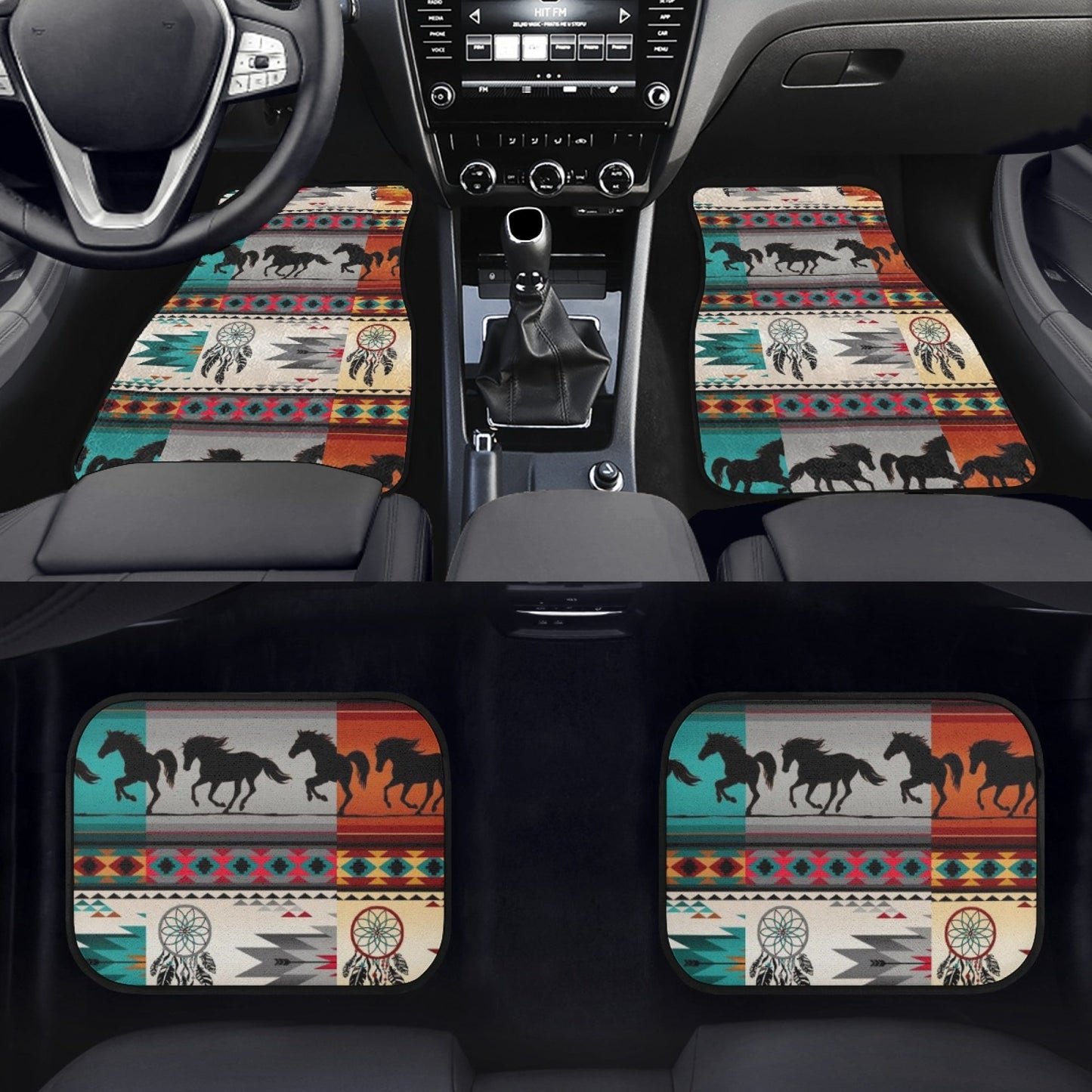 Native American Car Mats Native American Horse Dreamcatcher Pattern Car Floor Mats Colorful