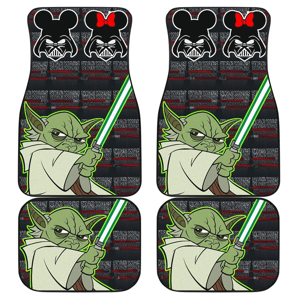 SW Car Mats SW Baby Yoda Lightsaber Mouse Head Car Floor Mats Black Green