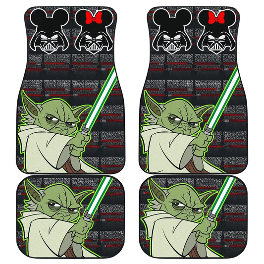 SW Car Mats SW Baby Yoda Lightsaber Mouse Head Car Floor Mats Black Green