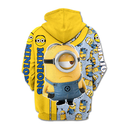 Minion Hoodie Minions Stuart With Guitar Hoodie Yellow Blue Unisex