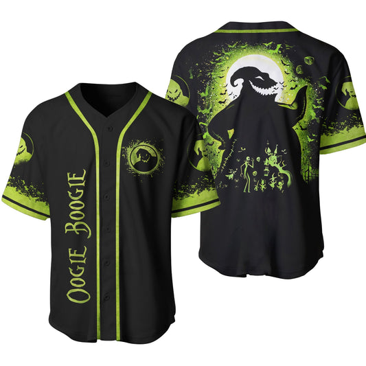 TNBC Jersey Oogie Boogie Silhouette Green Black Jersey Shirt TNBC Baseball Jersey