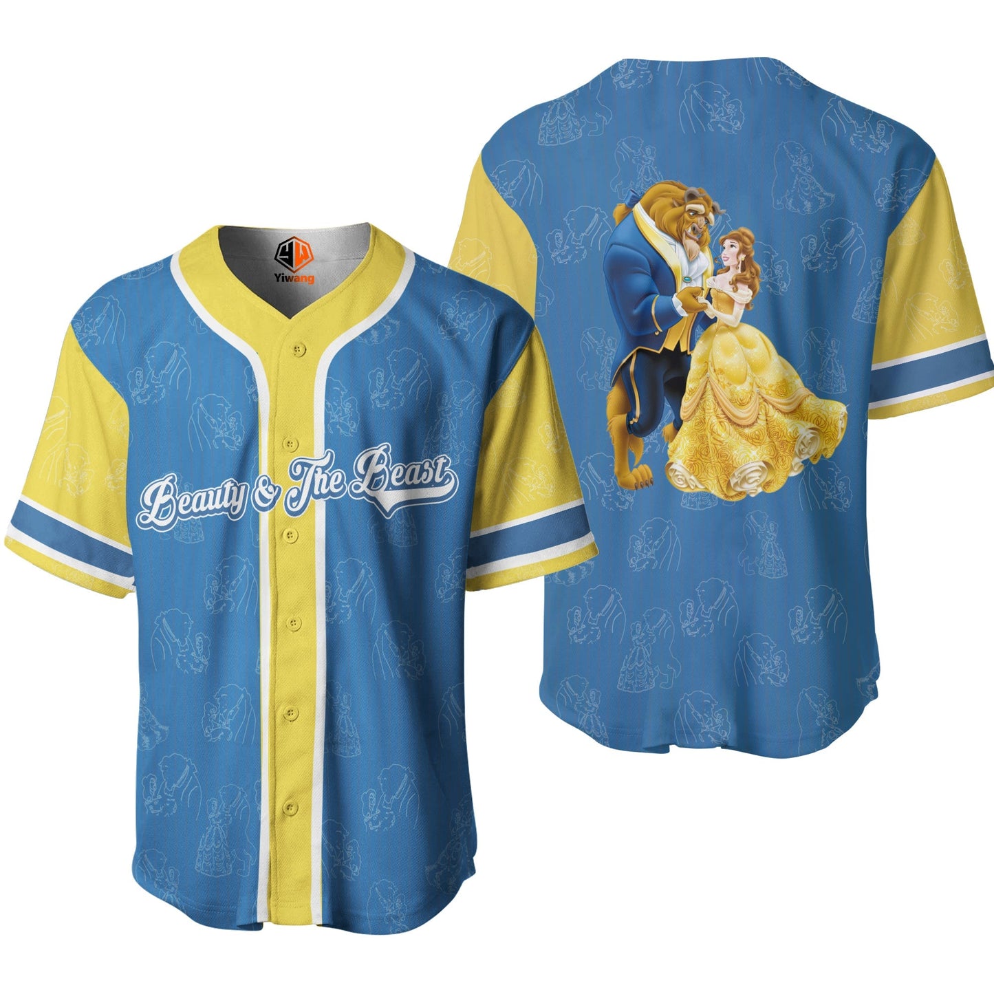 Disney Jersey Beauty And The Beast Dancing Graphic Blue Yellow Jersey Shirt Disney Beauty And The Beast Baseball Jersey