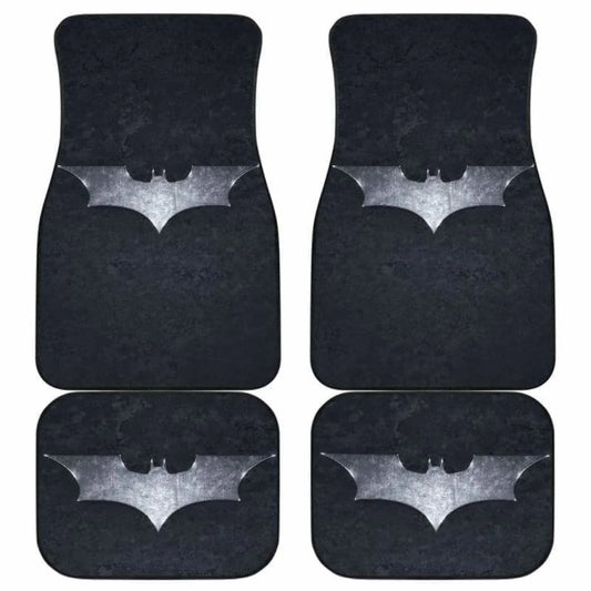 Batman Car Mats DC Metal Foggy Batman Symbol Pattern Car Floor Mats Black Gray