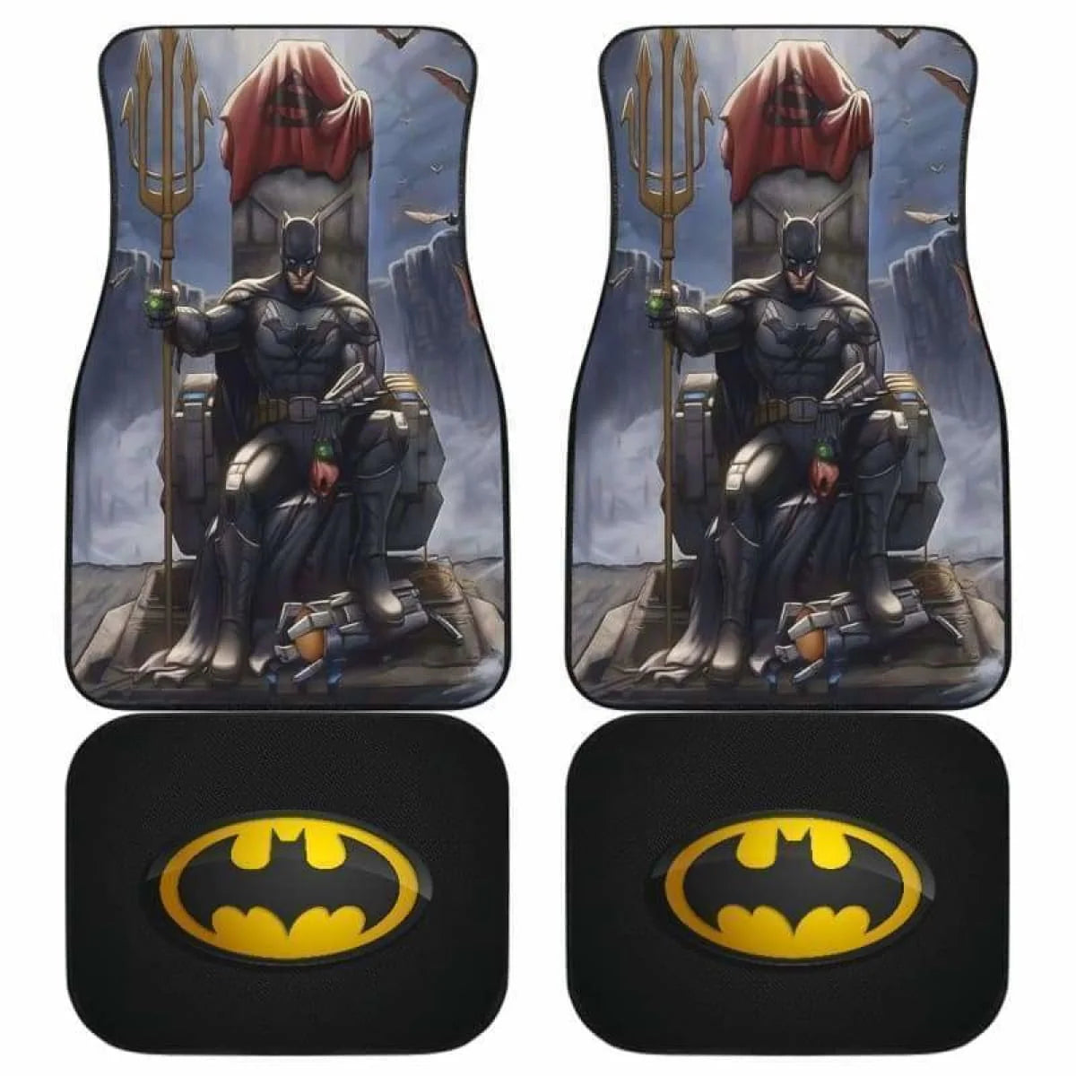 Batman Car Mats DC Batman On The Throne With Other Items Car Floor Mats Black Gray