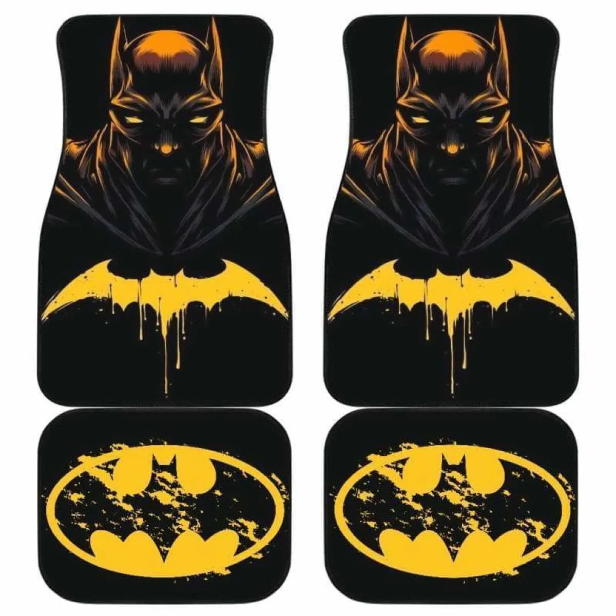 Batman Car Mats DC Batman Graphic Symbol Pattern Car Floor Mats Black Yellow