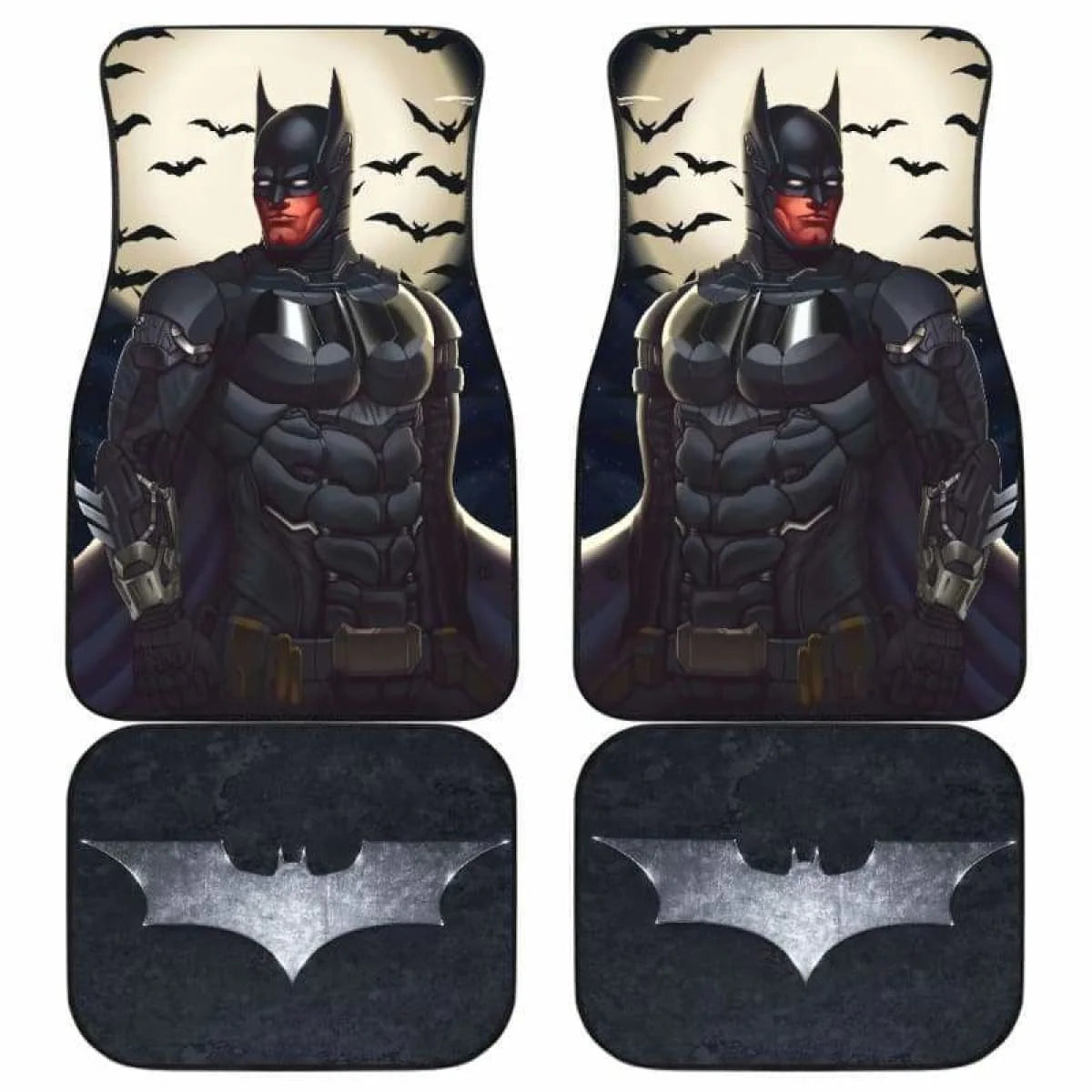 Batman Car Mats DC Batman Graphic Under The Moonlight Car Floor Mats Black