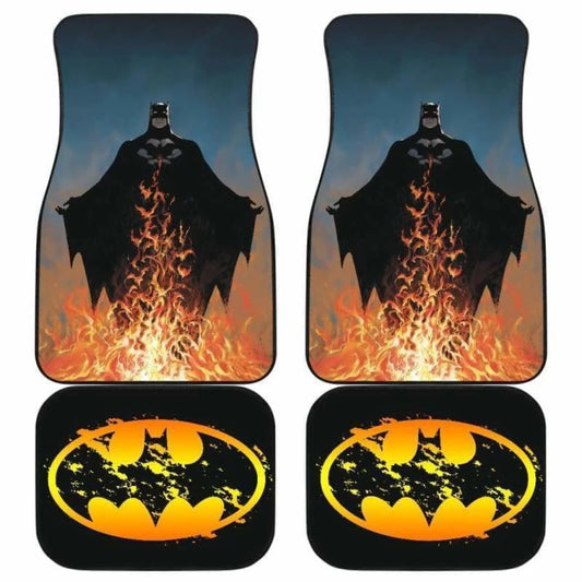 Batman Car Mats DC Batman Flaming Fire Graphic Car Floor Mats Black Yellow