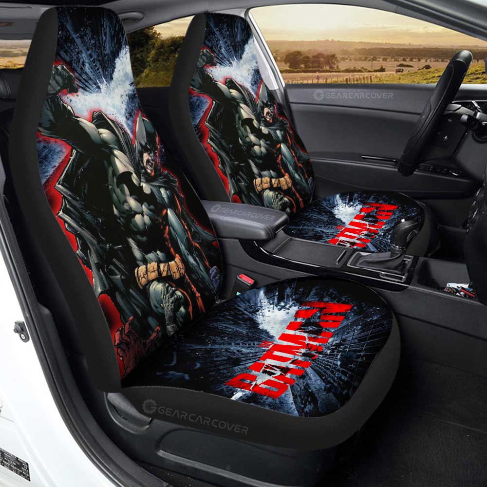 Batman Car Seat Covers DC Batman Fighting In The City Seat Covers Black Red