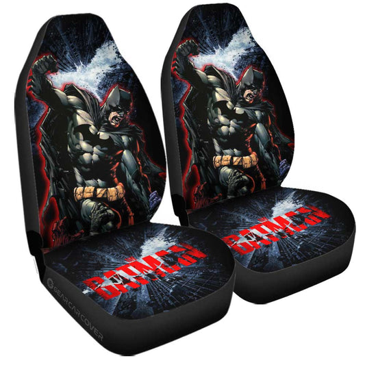 Batman Car Seat Covers DC Batman Fighting In The City Seat Covers Black Red