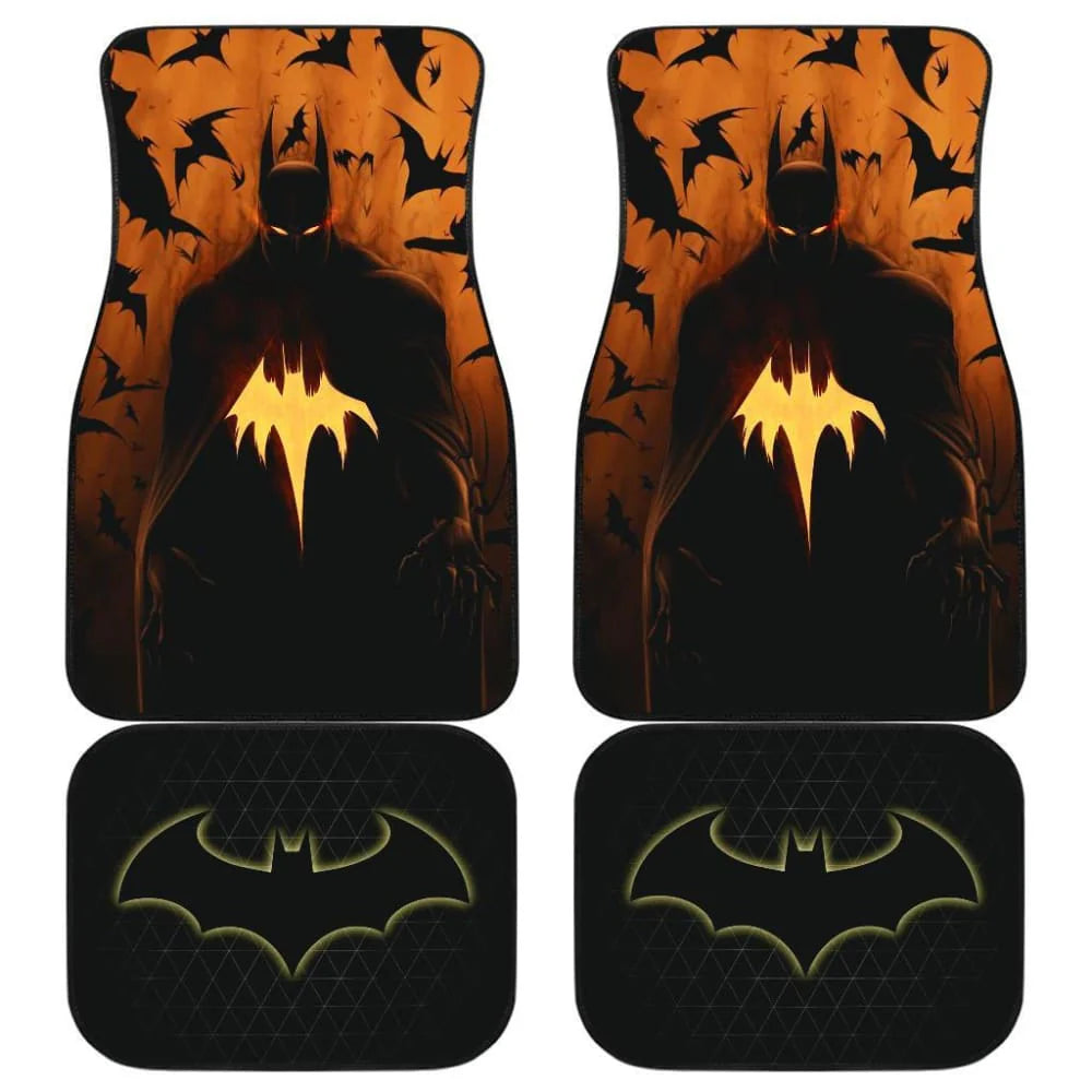 Batman Car Mats DC Batman Demon Knight Silhouette Car Floor Mats Black Orange