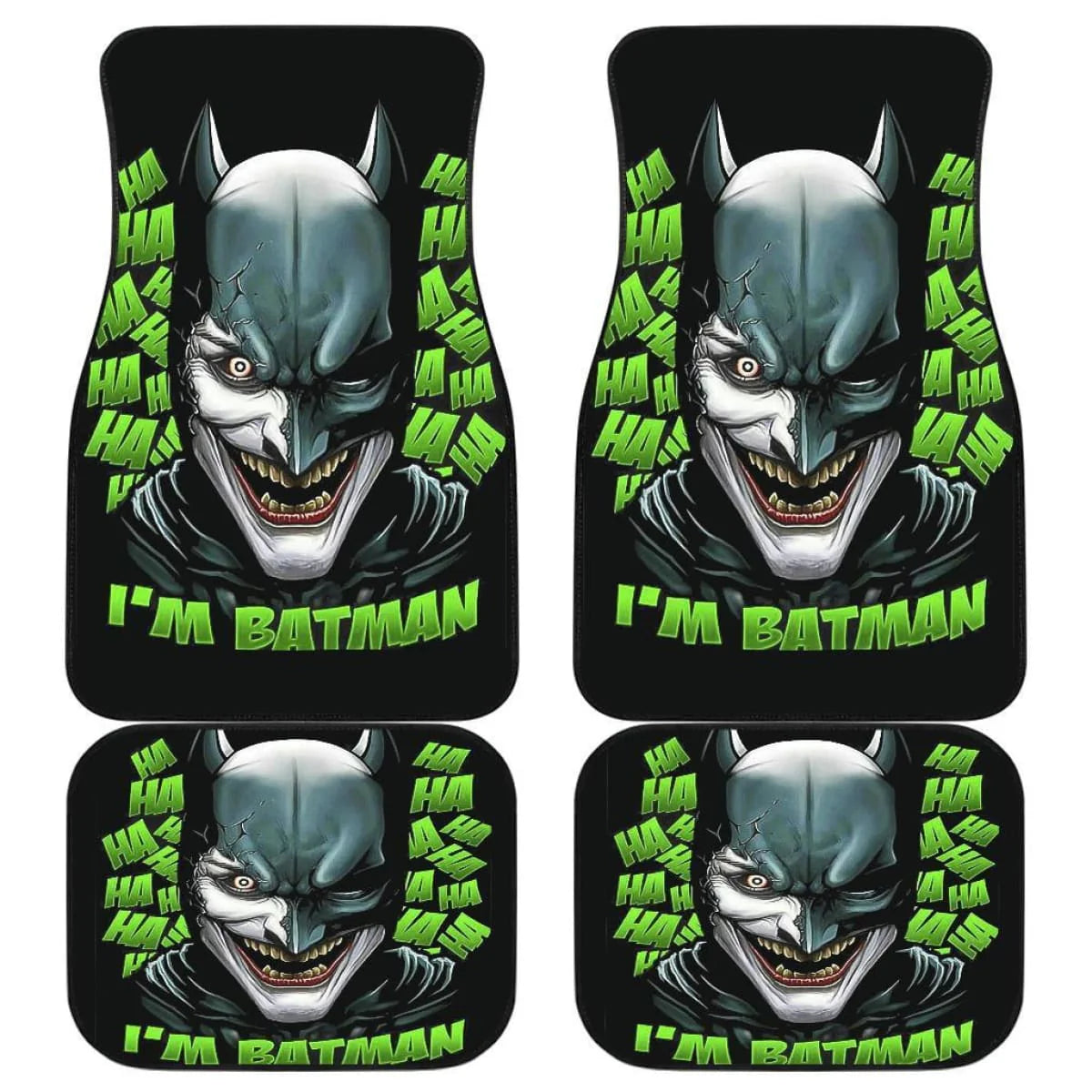 Batman Car Mats DC I'm Batman Villains Laughing Pattern Car Floor Mats Black Green