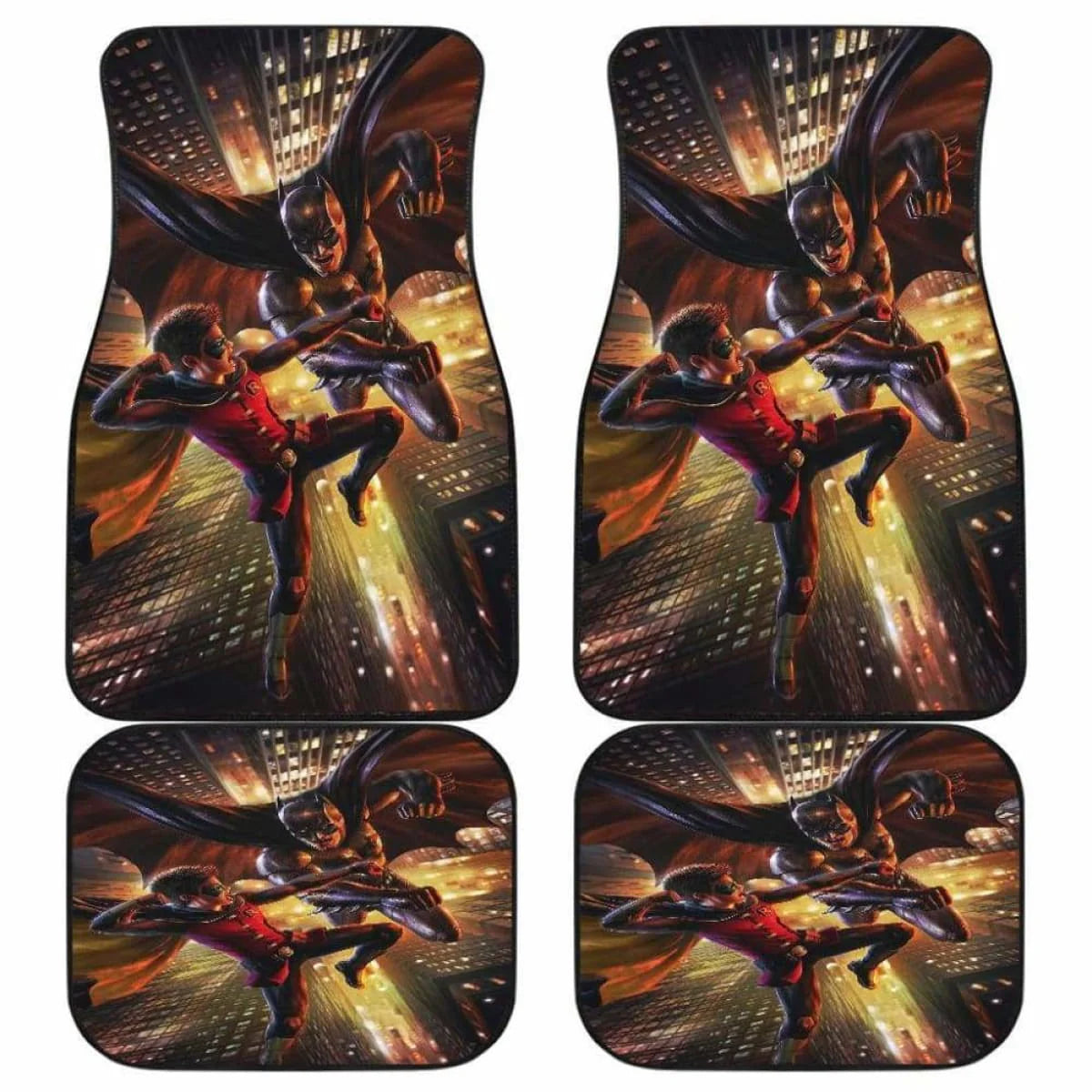 Batman Car Mats DC Batman Vs Robin Fighting Car Floor Mats Brown