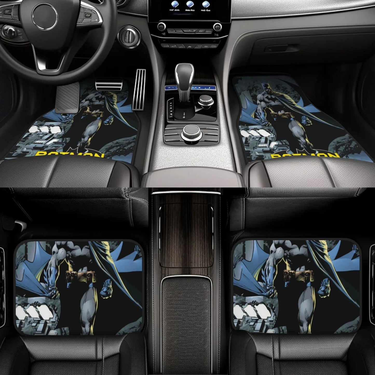 Batman Car Mats DC Hero Batman Walking Graphic Car Floor Mats Black Blue