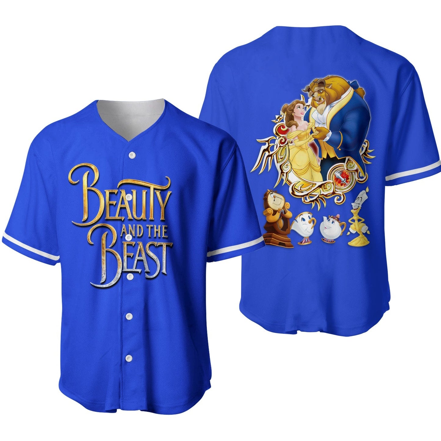 Disney Jersey Disney Beauty And The Beast Characters Graphic Blue Jersey Shirt Disney Baseball Jersey Beauty And The Beast Baseball Jersey