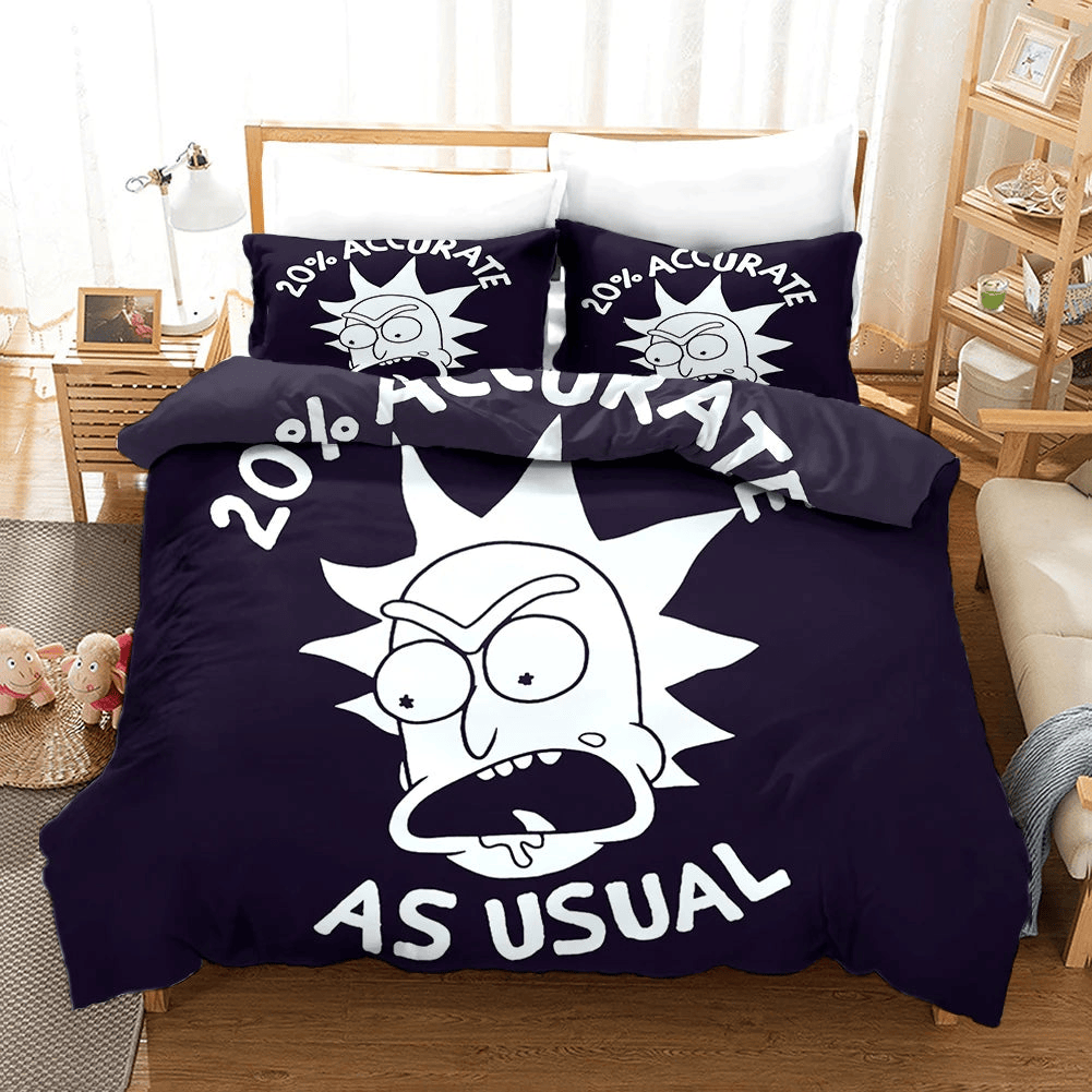 Rick And Morty Bedding Set Rick 20 Percent Accurate As Usual Duvet Covers Black White Unique Gift