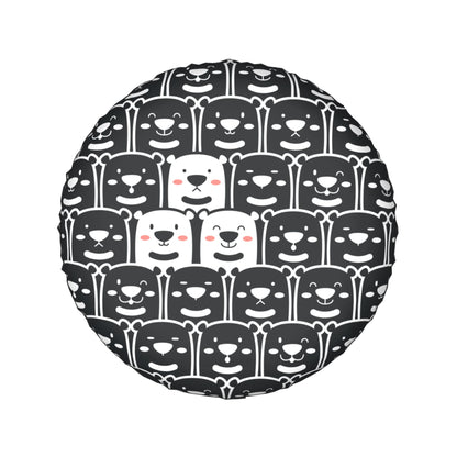 Bear Spare Tire Cover Cute Polar Bear Doodle Pattern Tire Covers Black White