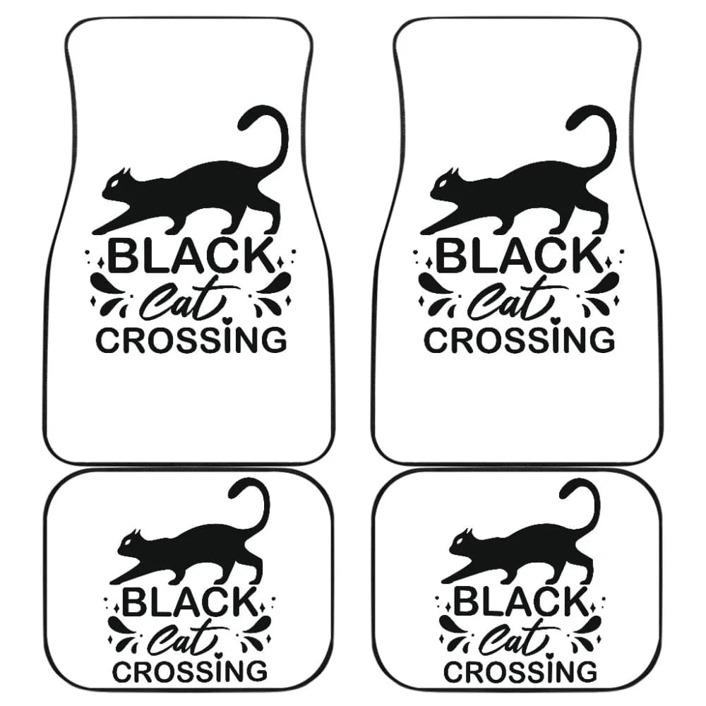 Halloween Car Mats Halloween Black Cat Crossing Car Floor Mats Black White