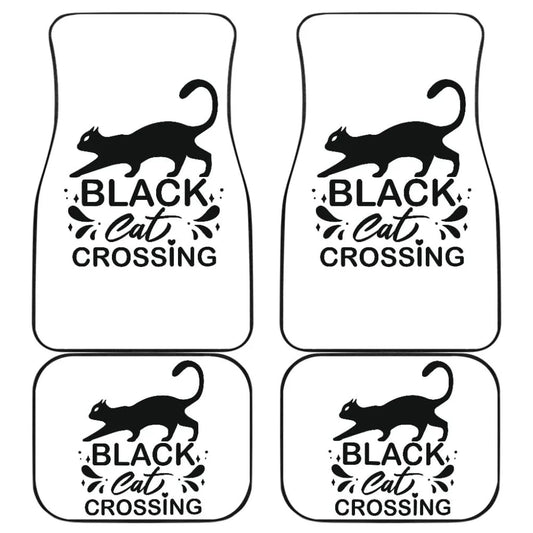 Halloween Car Mats Halloween Black Cat Crossing Car Floor Mats Black White