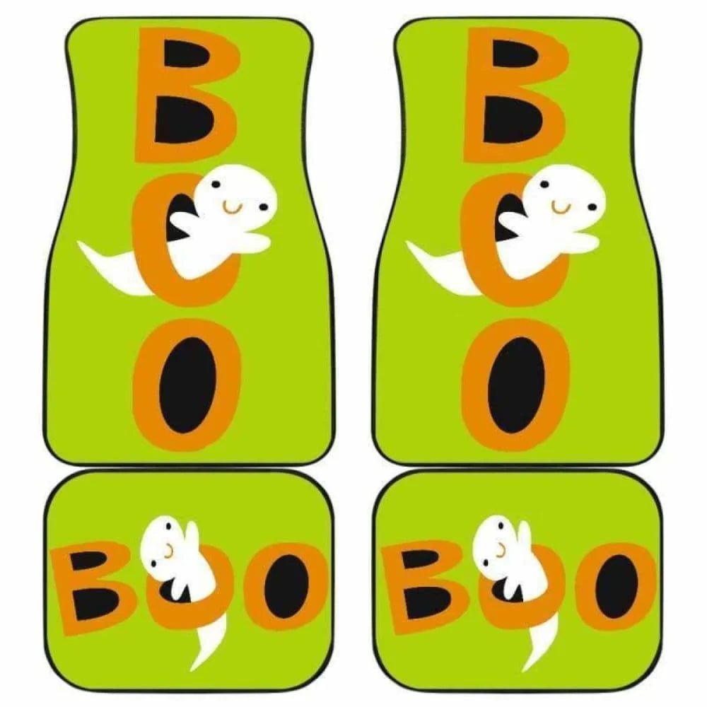 Halloween Car Mats Halloween Boo Ghost Graphic Car Floor Mats Green