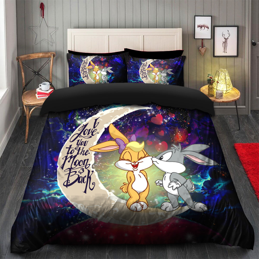 Bunny Couple Love You To The Moon Galaxy Bedding Set