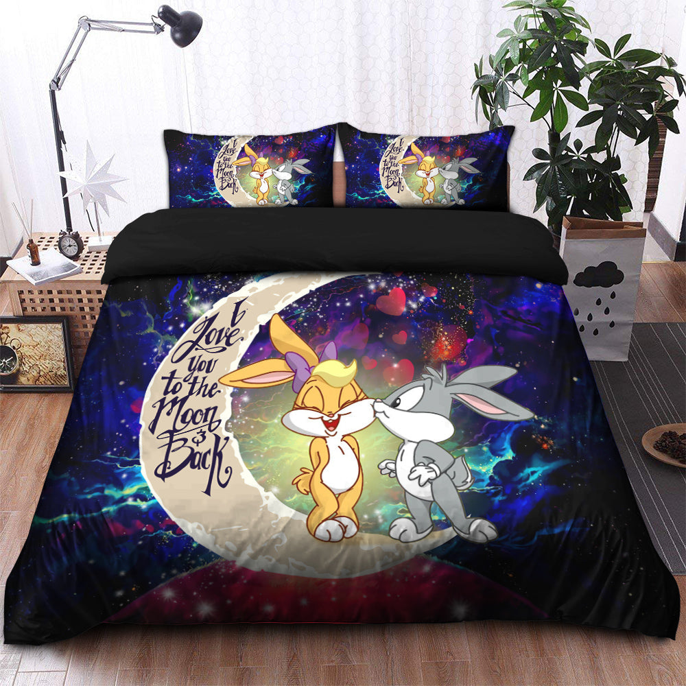 Bunny Couple Love You To The Moon Galaxy Bedding Set