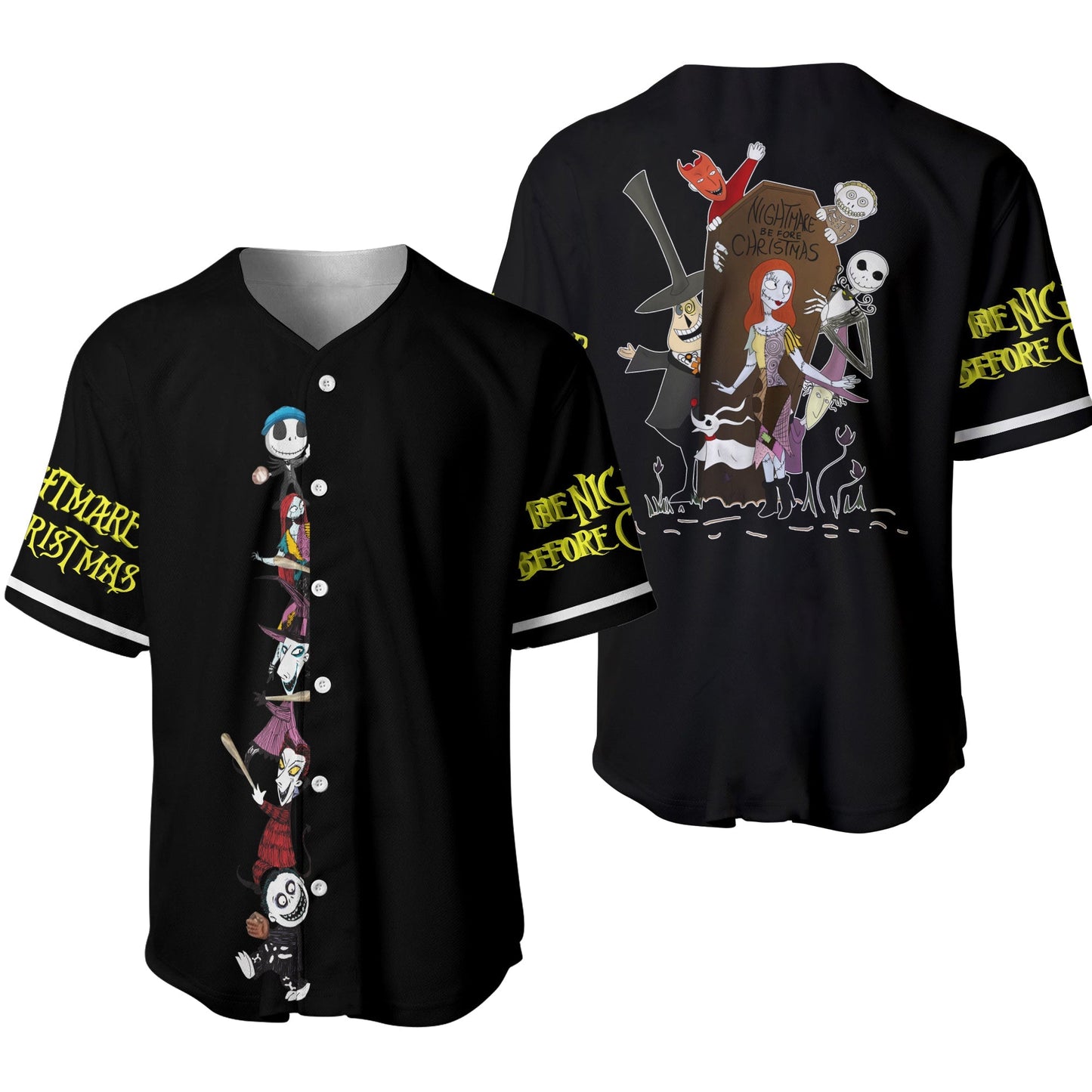 TNBC Jersey Jack Skellington With Sally And Friends Graphic Jersey Shirt TNBC Baseball Jersey