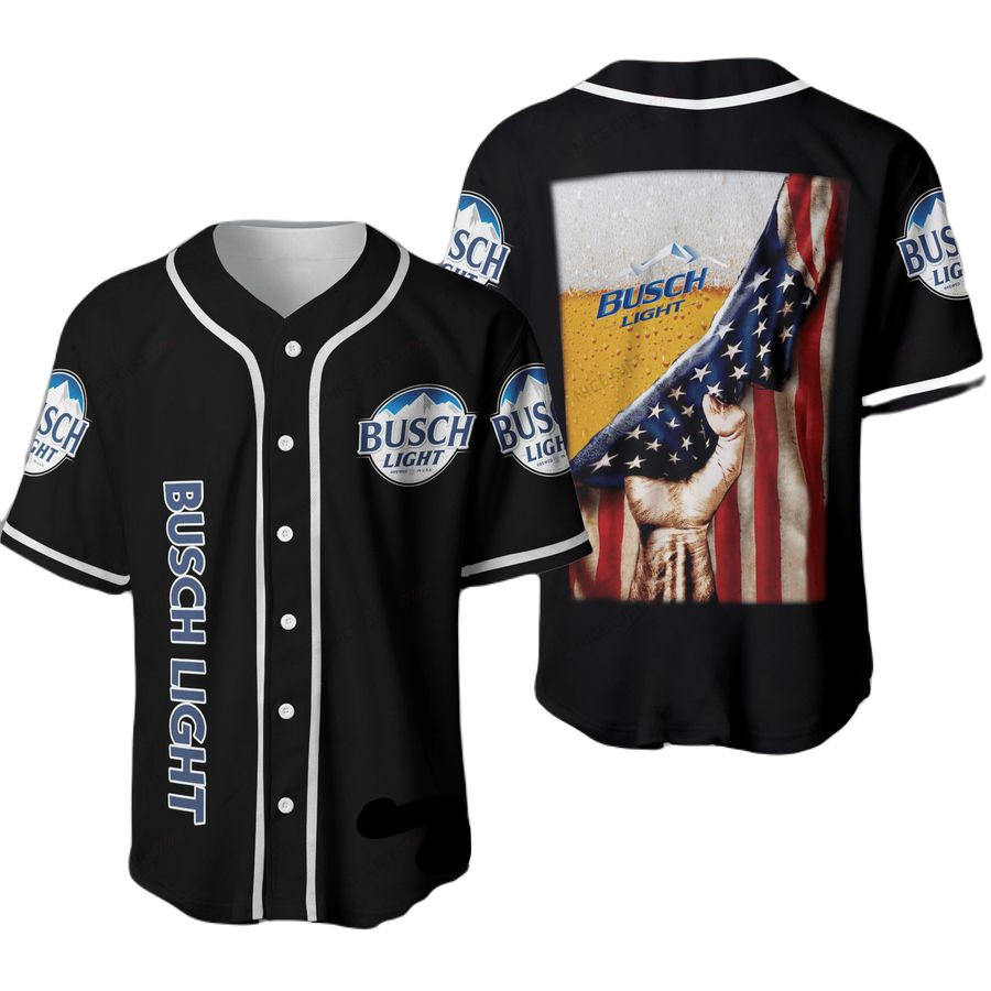 Busch Light Baseball Jersey Busch Light Beer American Flag Jersey Shirt Black Unisex Adult New Release