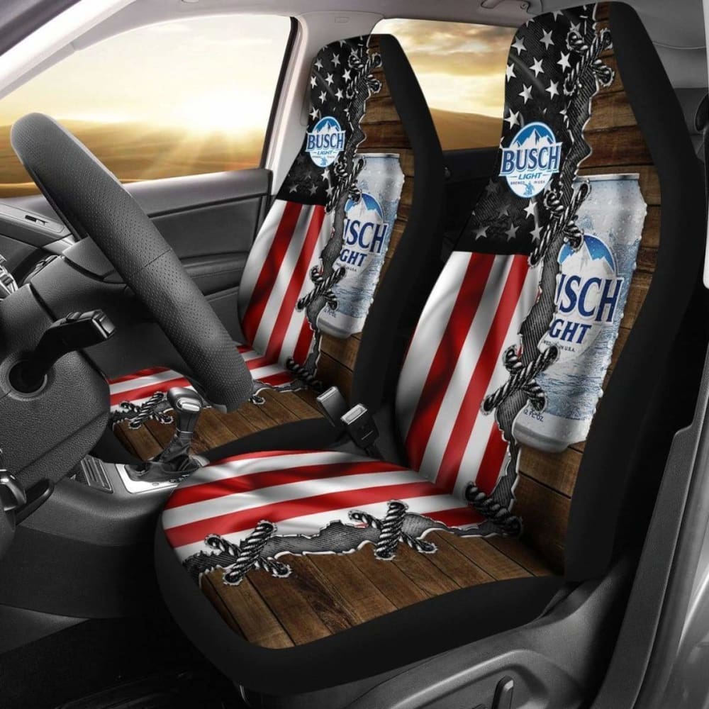 Busch Light Car Seat Covers Busch Light Beer Americna Flag Seat Covers Colorful