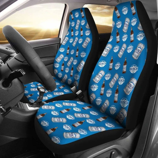 Busch Light Car Seat Covers Busch Light Beer Bottle Can Pattern Seat Covers Blue