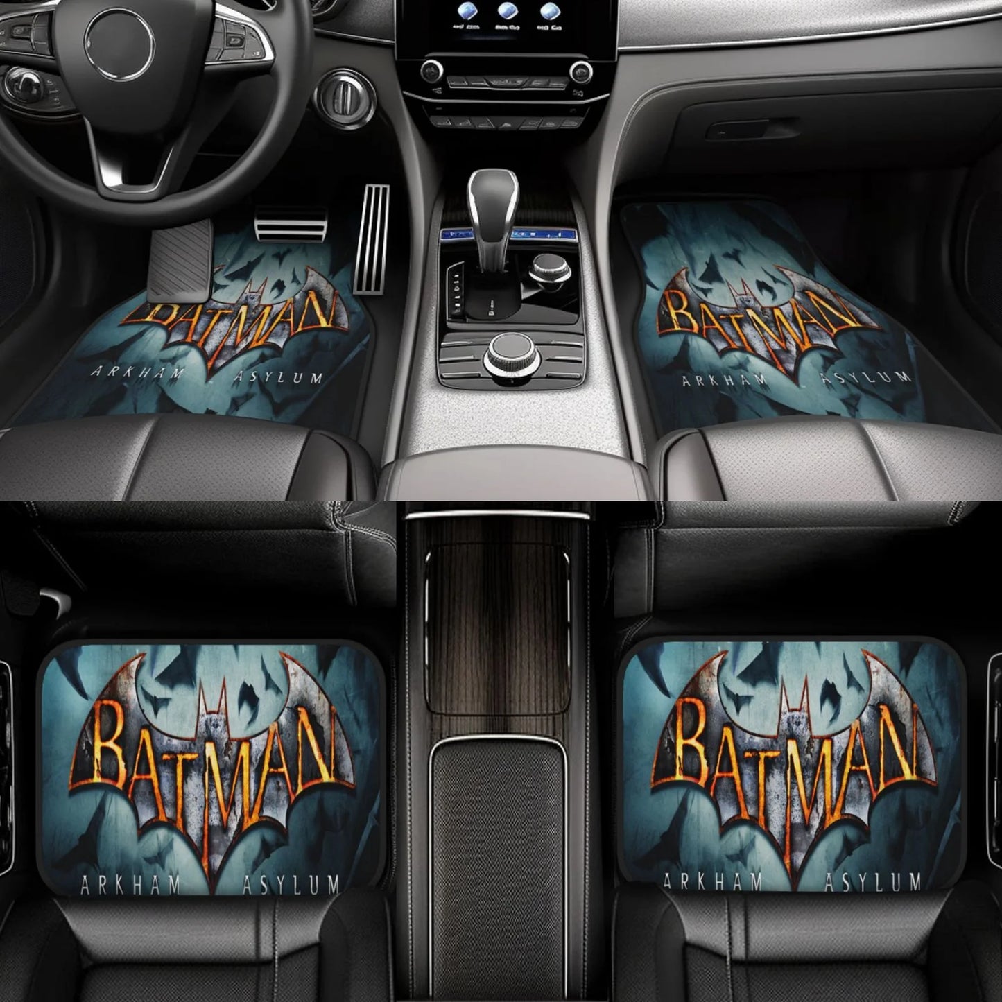 Batman Car Mats DC Batman Symbol Arkham Asylum Car Floor Mats Black Blue