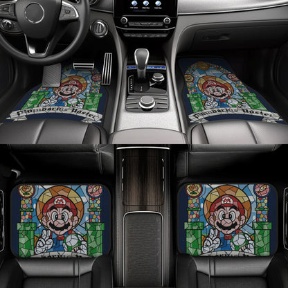 Mario Car Mats Mario Plumbarius Noster Stained Glass Style Car Floor Mats Colorful