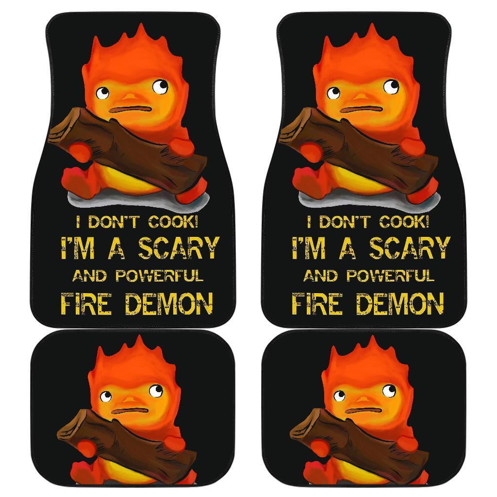 SGhibli Car Mats SGhibli I'm A Scary And Powerful Fire Demon Car Floor Mat Black Orange