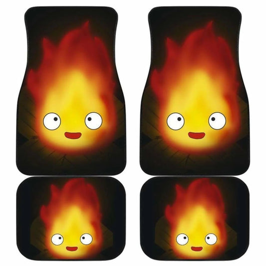 SGhibli Car Mats SGhibli Holw Moving Castle Calcifer The Fire Demon Car Floor Mat Black Yellow