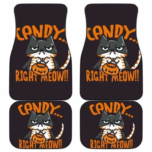 Halloween Car Mats Halloween Candy Right Meow Car Floor Mats Black Orange