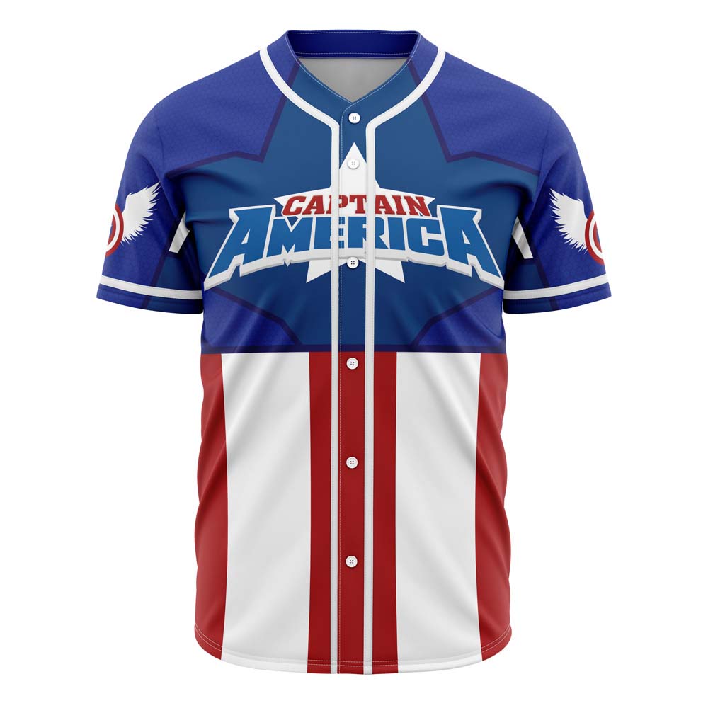 Marvel Jersey Marvel Hero Avengers Captain America Symbol Shield Red Blue Jersey Shirt Captain America Jersey Marvel Baseball Jersey For Men