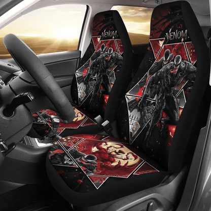 Venom Car Seat Covers Venom Movie Scenes Graphic Seat Covers Red Black