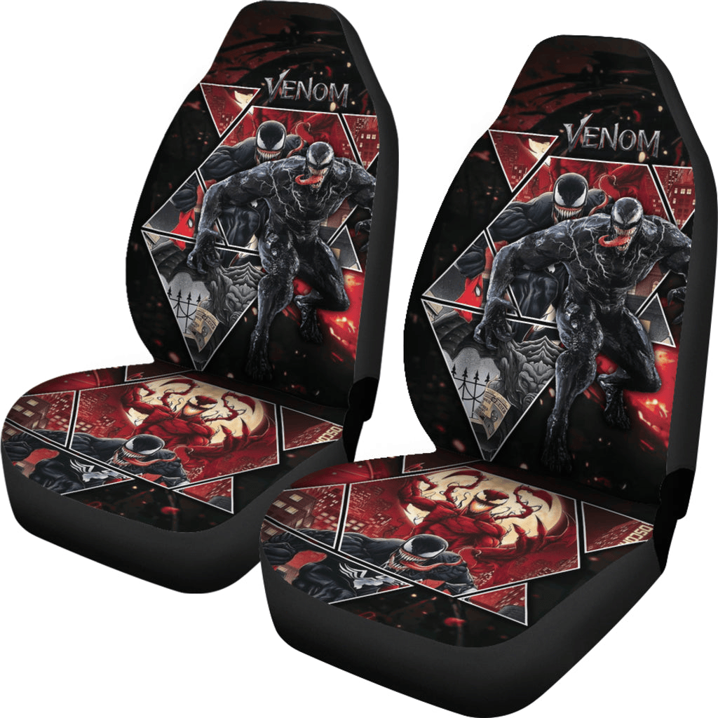 Venom Car Seat Covers Venom Movie Scenes Graphic Seat Covers Red Black