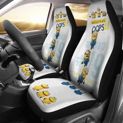 Minions Car Seat Covers Minions Oops Dangling Graphic Seat Covers Yellow White