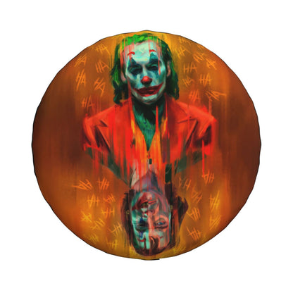 Joker Spare Tire Cover DC Joker Before And After Haha Pattern Tire Covers Red Orange