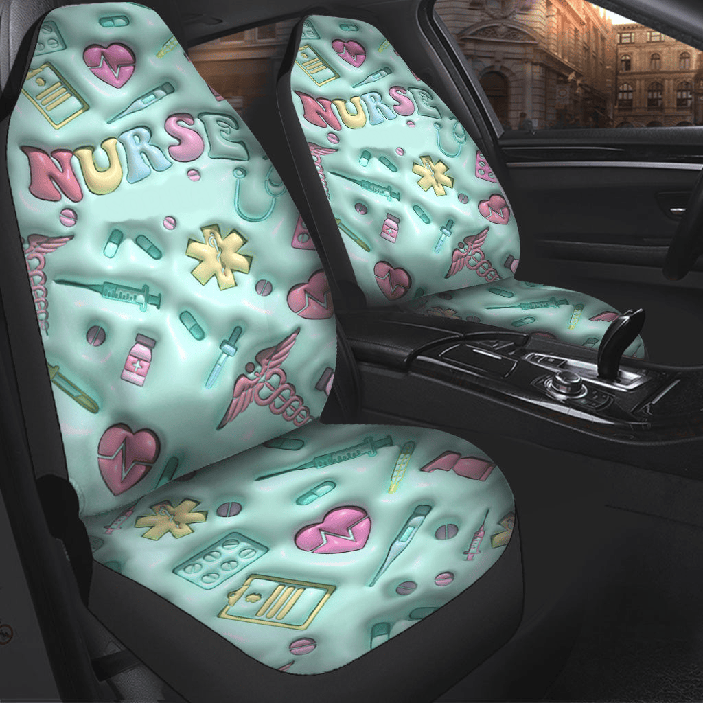 Nurse Car Seat Covers Nurse Medical Items Pattern Seat Covers Blue