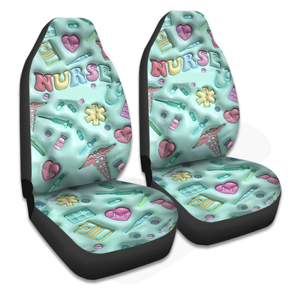 Nurse Car Seat Covers Nurse Medical Items Pattern Seat Covers Blue