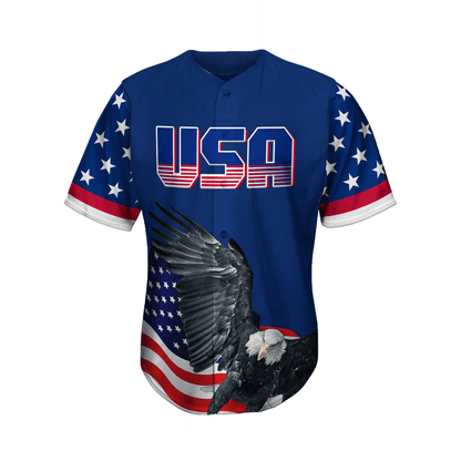 Independence Day Jersey USA Eagle American Flag Independence Day Blue Jersey Shirt 04th Of July Baseball Jersey For Men Women