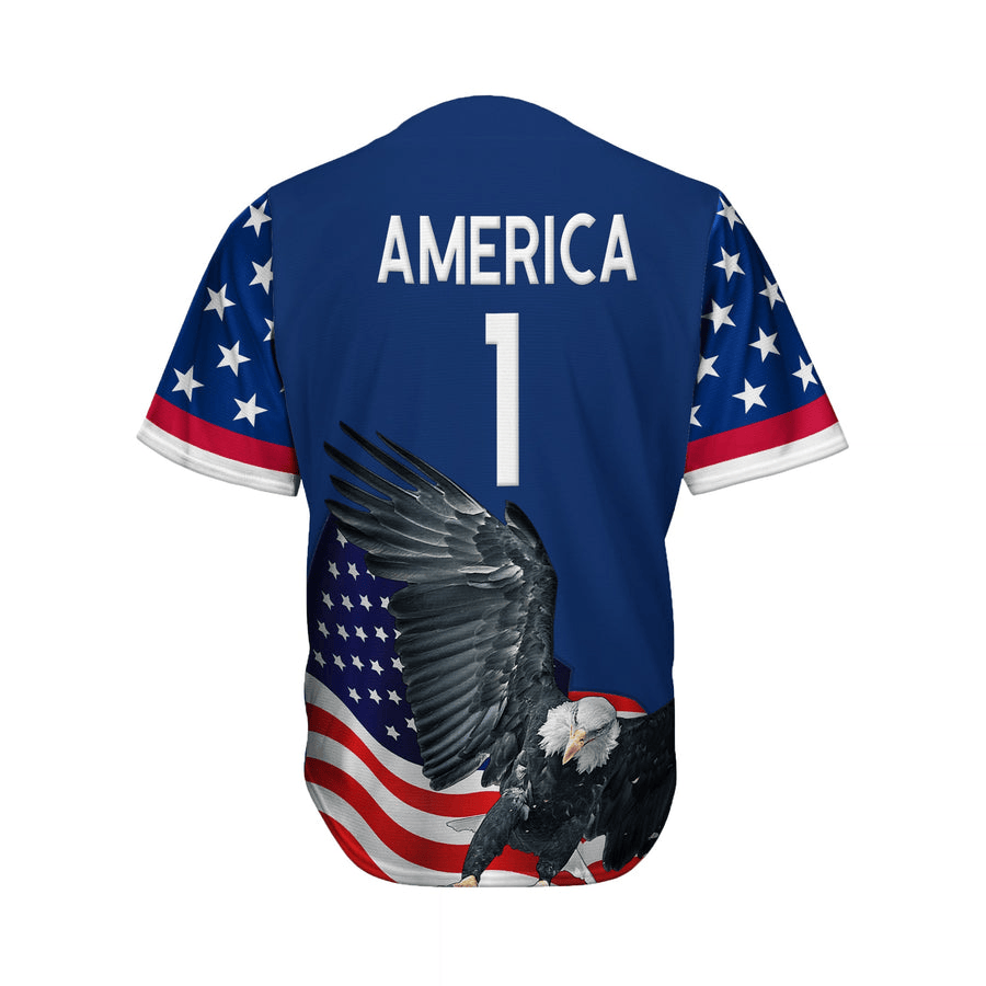 Independence Day Jersey USA Eagle American Flag Independence Day Blue Jersey Shirt 04th Of July Baseball Jersey For Men Women