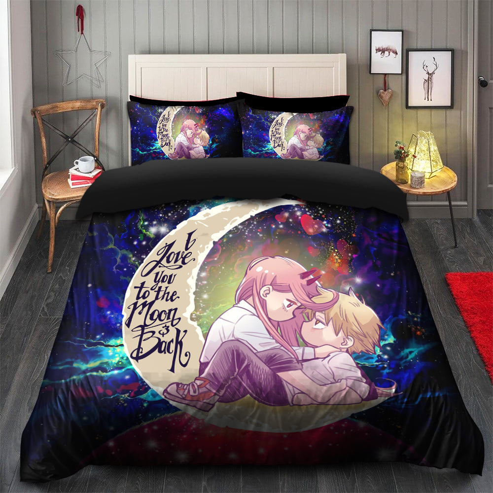 Chainsaw Man Denji x Power Love You To The Moon Galaxy Bedding Set