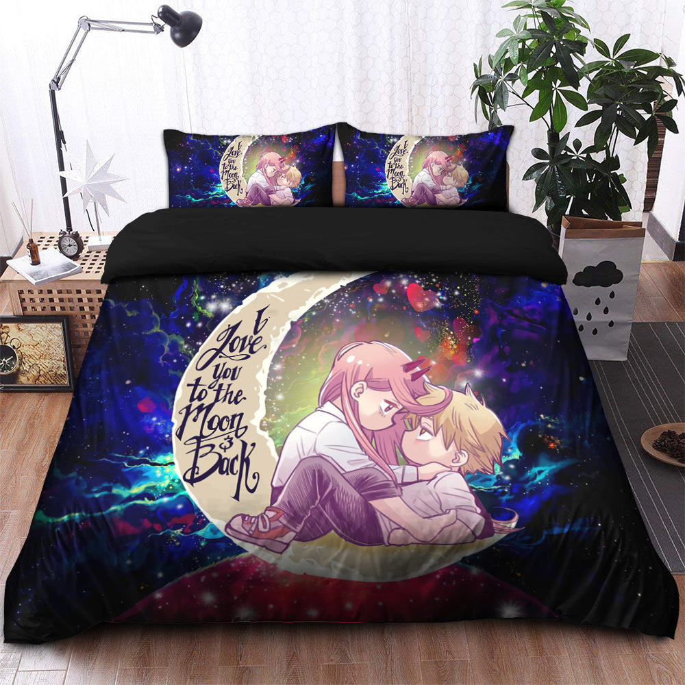Chainsaw Man Denji x Power Love You To The Moon Galaxy Bedding Set