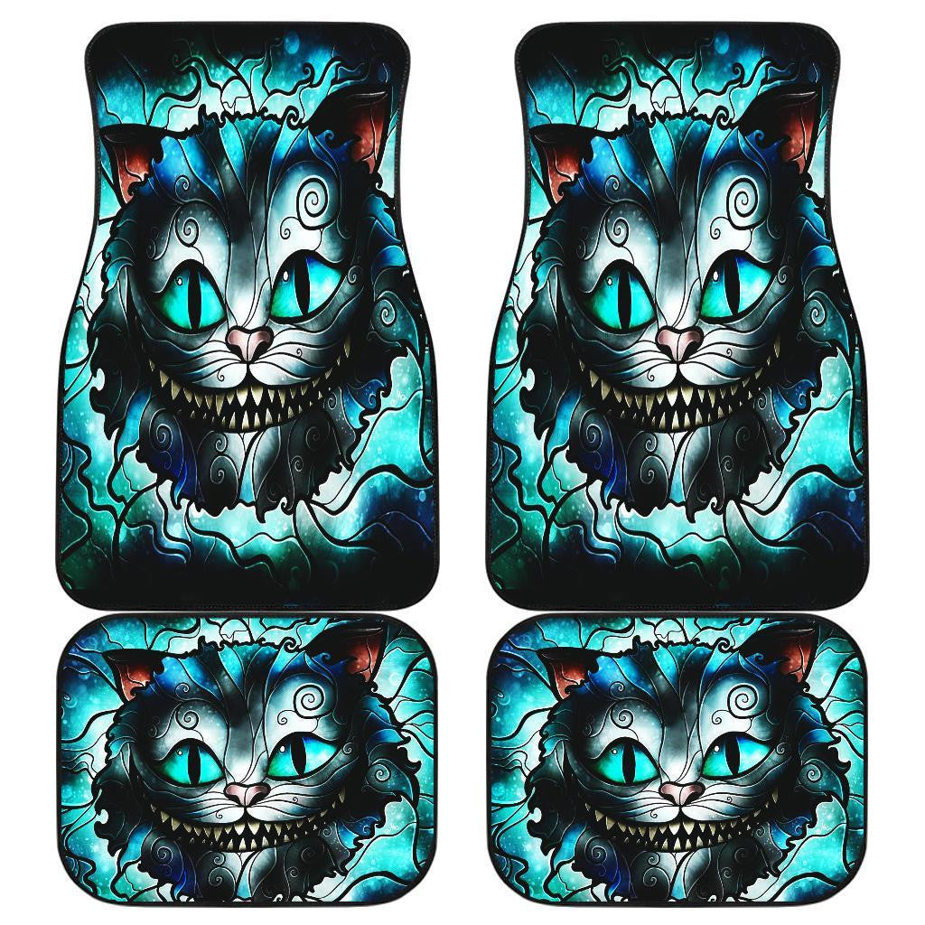 Alice In Wonderland Car Mats Cheshire Cat Stained Glass Pattern Car Floor Mats Blue