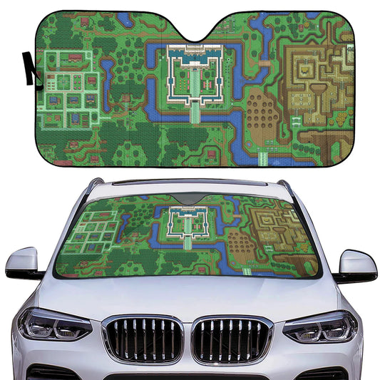 Legend Of Zelda Car Sun Shade Zelda World Map Pattern Winshield Sun Shade Green