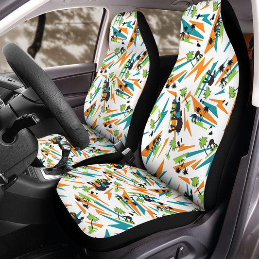 SW Car Seat Covers Skywalker And Tropical Palm Tree Pattern Seat Covers White Green