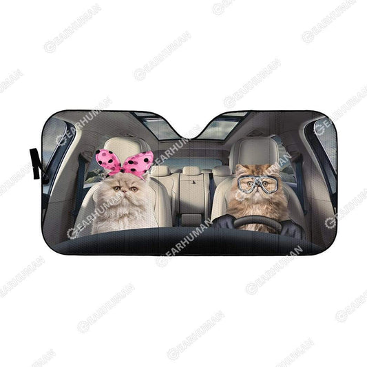Gearhumans Custom Car Auto Sunshade Cat