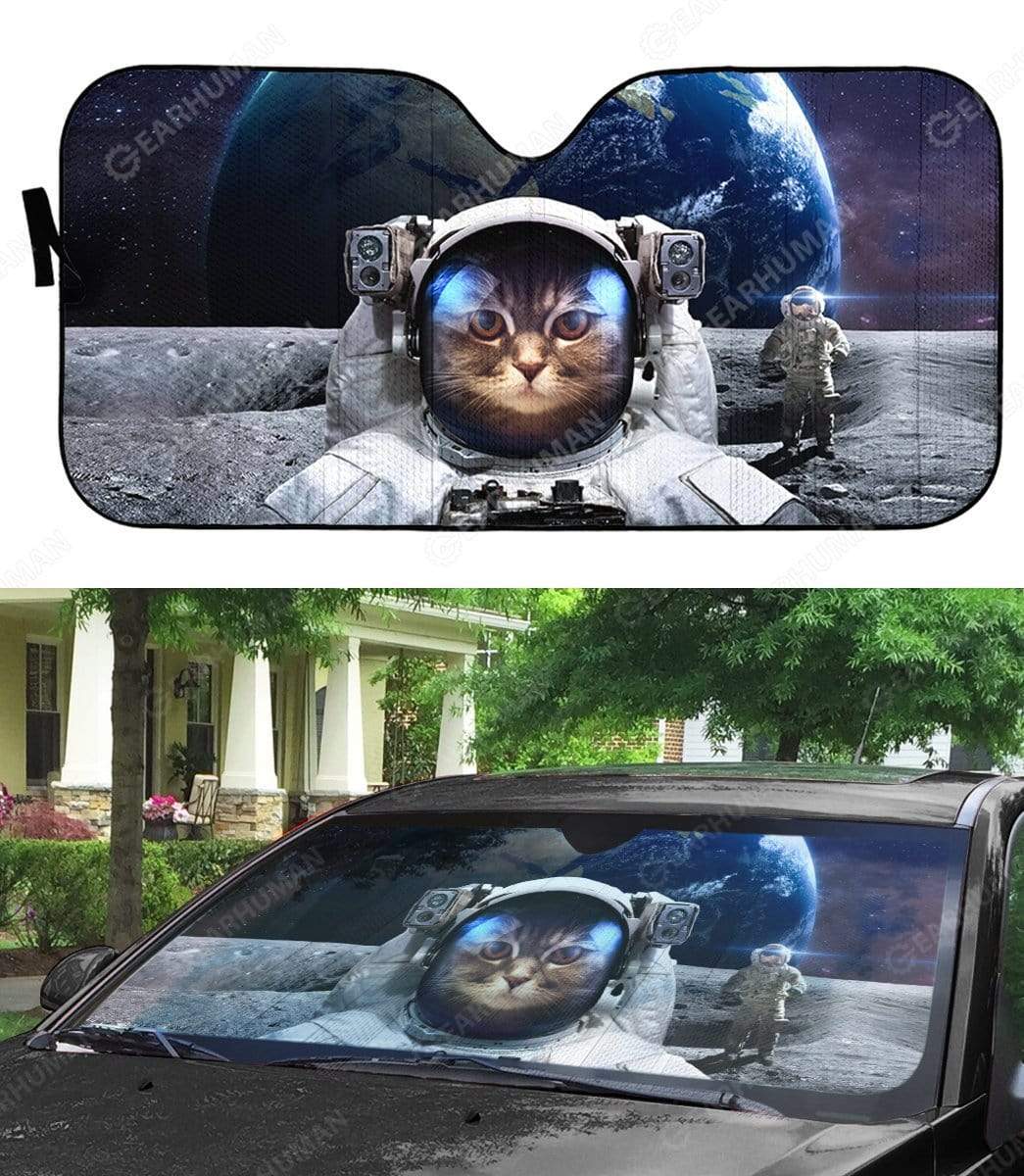 Gearhumans Custom Car Auto Sunshade Cat In Space